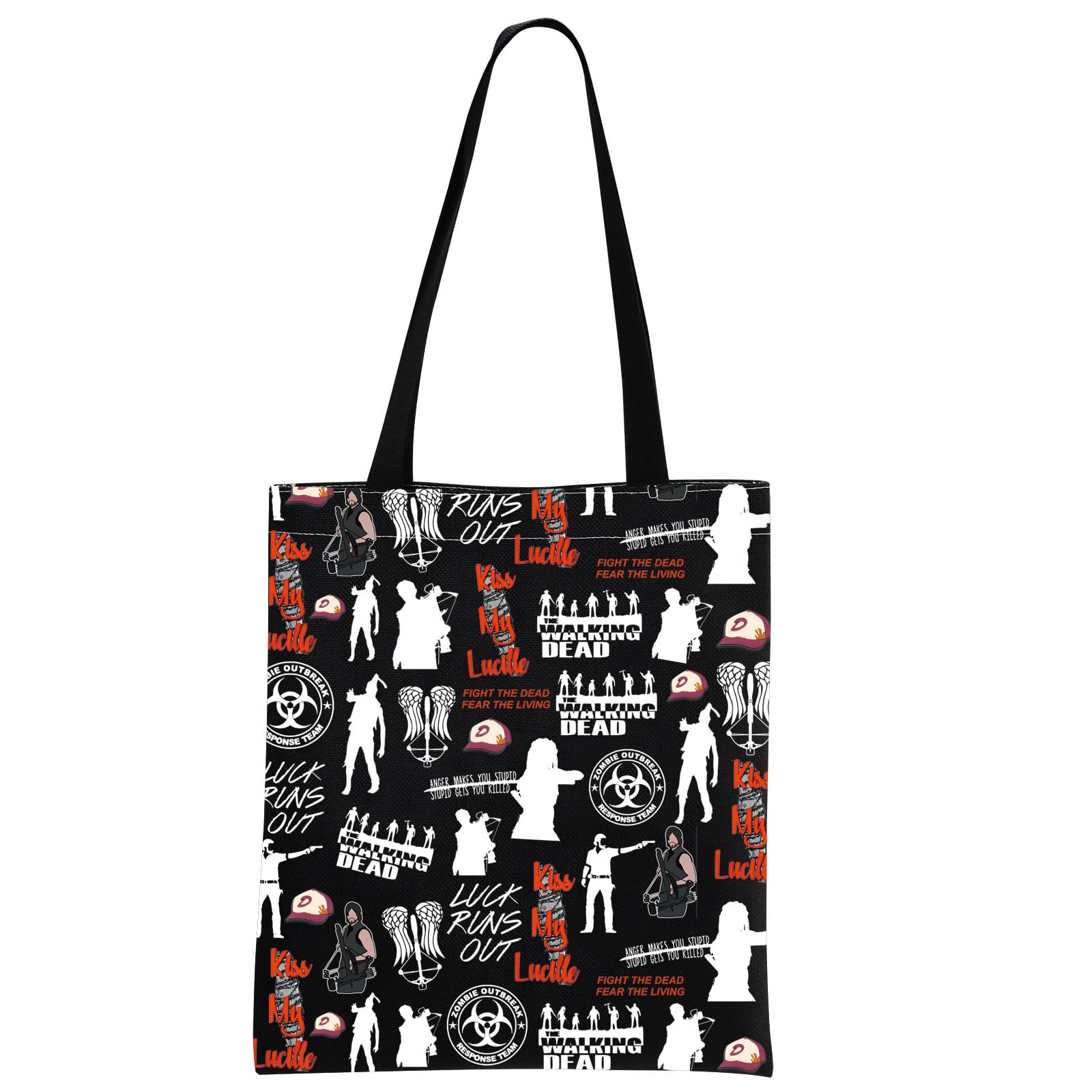 W-alking Dead Cosmetic Bag TWD Merch TWD Fans Gift Zombie Themed Gift (Run-Out Black Tote)