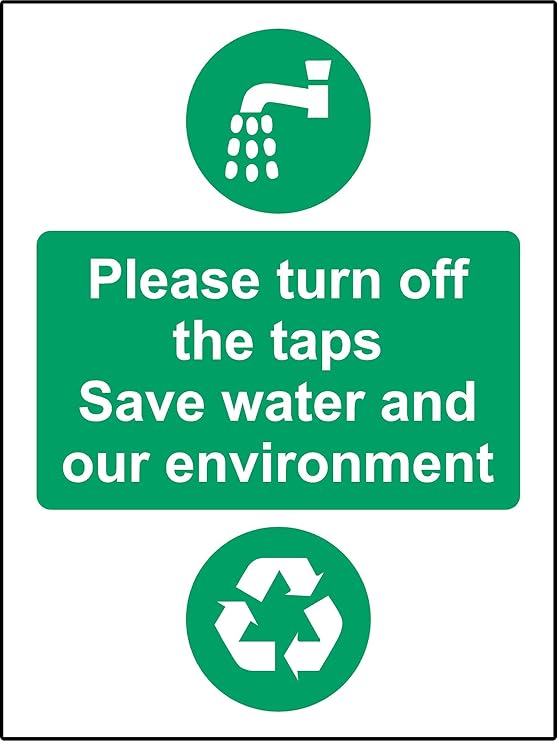 Please turn off the taps Save water and our environment Safety sign Self adhesive sticker