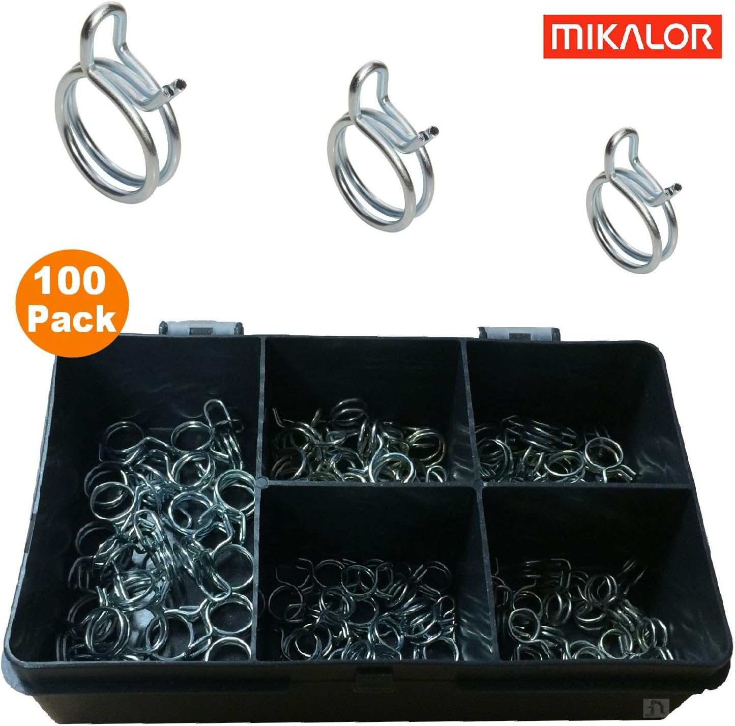 100 x Assorted Mikalor Double Wire Spring Clips Silicone Vacuum Hose Pipe Clamps