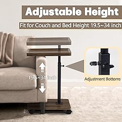 Aoligrace C Shaped End Table Adjustable