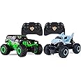 Monster Jam Official Grave Digger vs Megalodon Racing Rivals Remote Control Monster Trucks - 1:24 Scale,2.4 Ghz - 2 pk, for Kids Fans for Ages 4 & Up