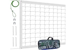 GREATSHOOT Professional Volleyball Net Outdoor, Portable Volleyball Net with Aircraft Wire Rope for Backyard Schoolyard Beach Pool，32FT X 3FT