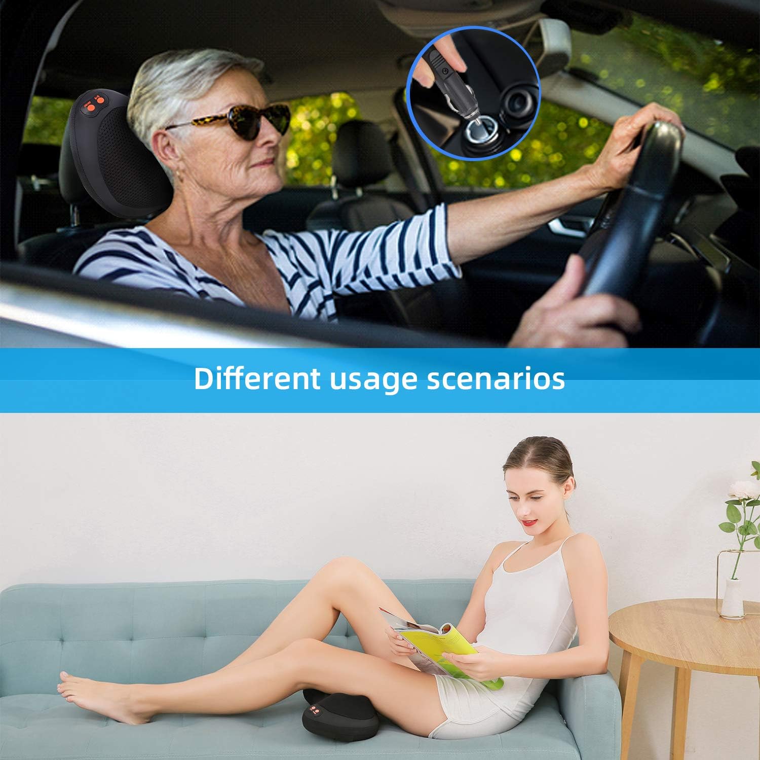 iKristin Shiatsu Neck Back Massager Pillow with Heat - Deep Tissue Kneading Massage for Back, Neck, Shoulder, Leg, Foot - Perfect Gift for Men/Women/Mom/Dad,Stress Relax at Home Office and Car: Health & Personal Care