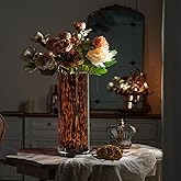 11.8" High Luxe Leopard Glass Vase — Unique Modern Amber Brown Centerpiece for Home Decor, Everyday Elegance Vase