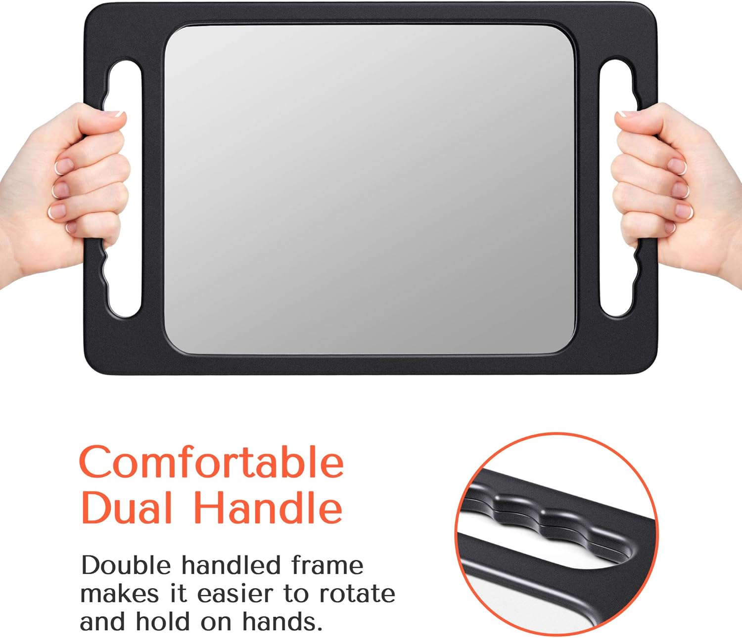 TASALON Unbreakable Hand Mirror with Double Handle - Large Handheld Barber Mirror for Hair and beauty Salon - Durable Hand Held Mirrors for barbershop - Lightweight Haircut Mirror with Double Handgrip: Furniture & Decor