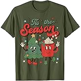 Vintage Christmas Tis The Season Christmas Tree Coffee Latte T-Shirt