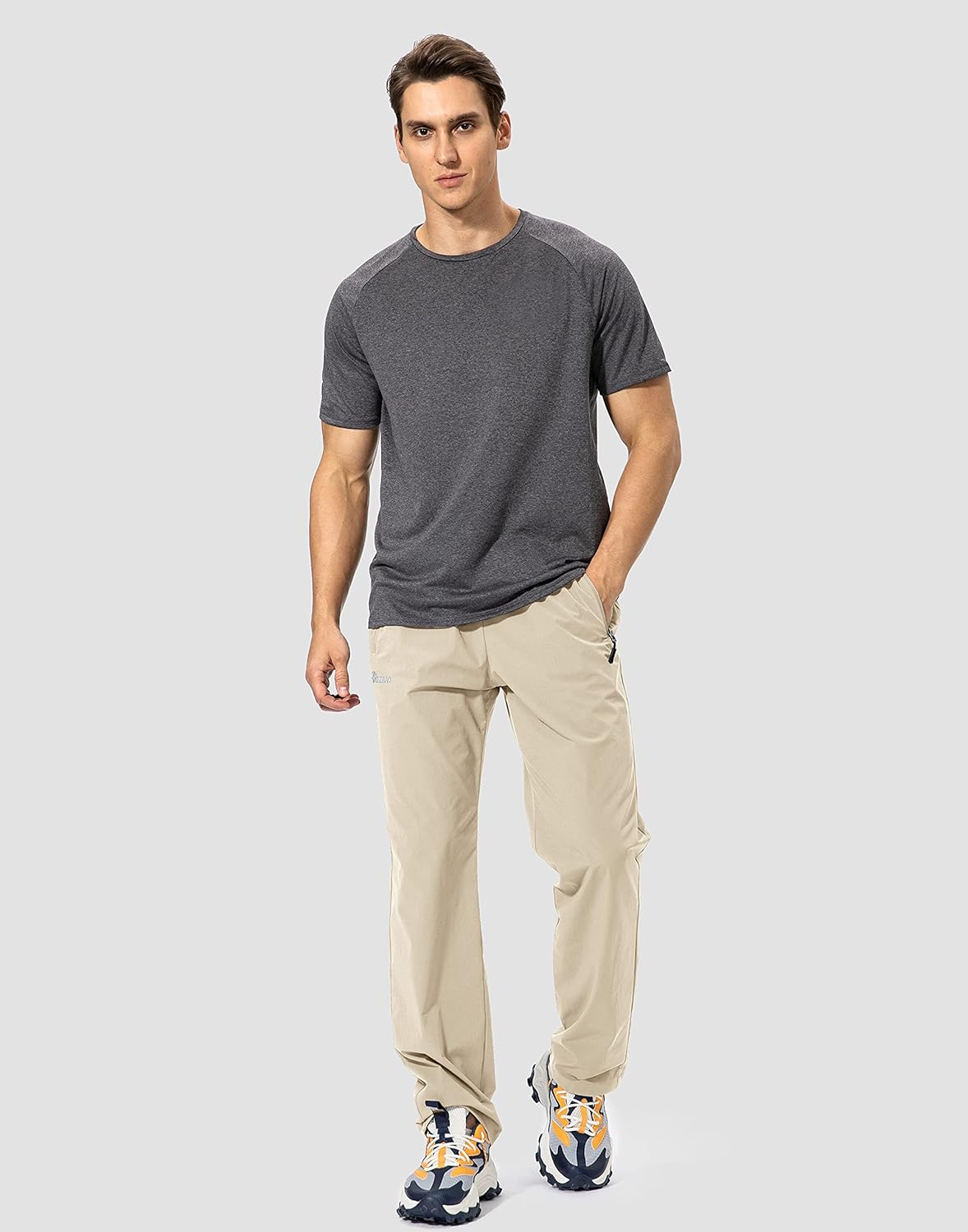 Pudolla Men's Workout Athletic Pants Elastic Waist Jogging Running Pants for Men with Zipper Pockets: Clothing