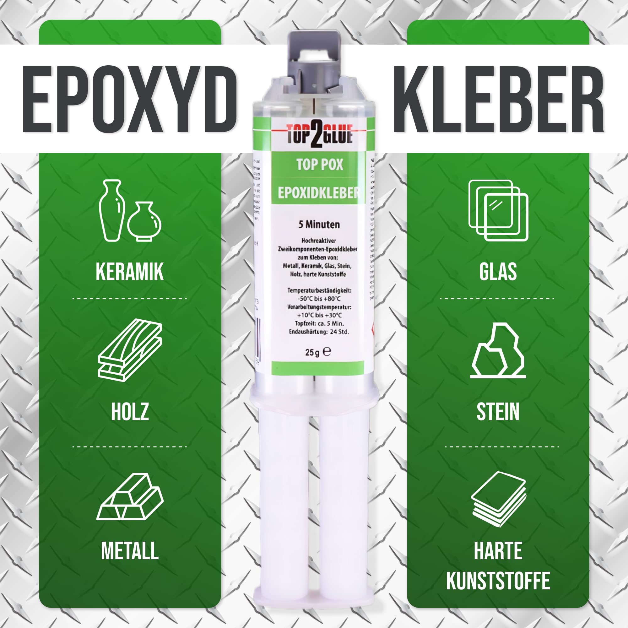 2 Komponenten Kleber extra stark 75g + 10 Düsen - 2K Epoxy Kleber - Epoxidharz mit Härter transparent - Epoxidharz - Alleskleber Kunststoff,Metall, Glas, Stein, Beton, Holz 3