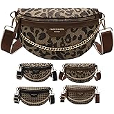VTYFRY Crossbody Bags for Women Trendy All-match Sling Chest Bag Fashion Leopard Pattern Fanny Pack Zipper Casual Versatile (Leopard Brown)