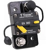 T Tocas E9 3/8" Studs 300 Amp Circuit Breaker w/Manual Reset Waterproof UL | 12V-48V 300 Amp Fuse Holder for Automotive Car Audio Truck Rv Solar System Marine , Sarface Mount