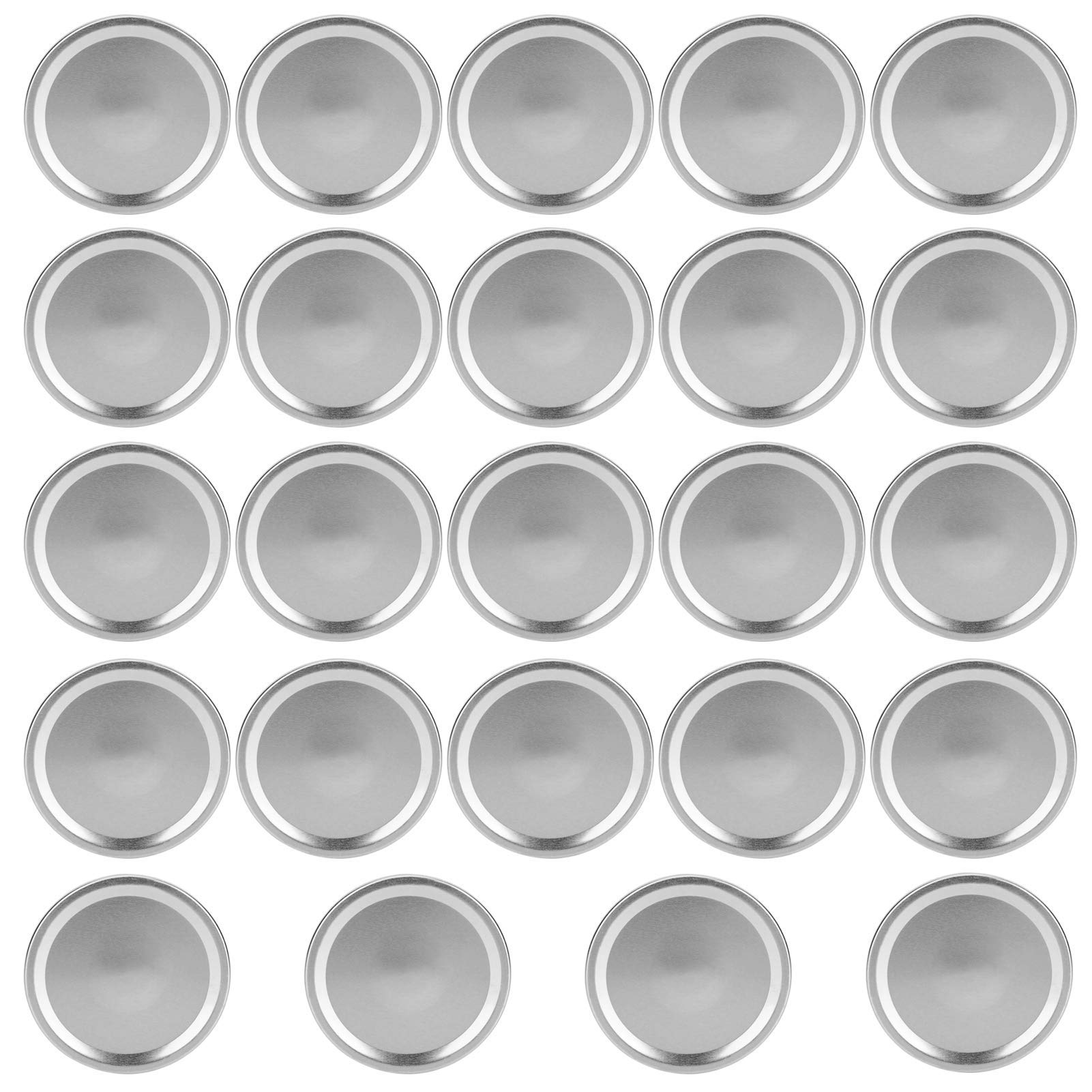 Jar Lids, 24Pcs Round Split-Type Lids Canning Jar Sealing Storage Covers for Regular Wide Mouth Jar(70mm-Silver)