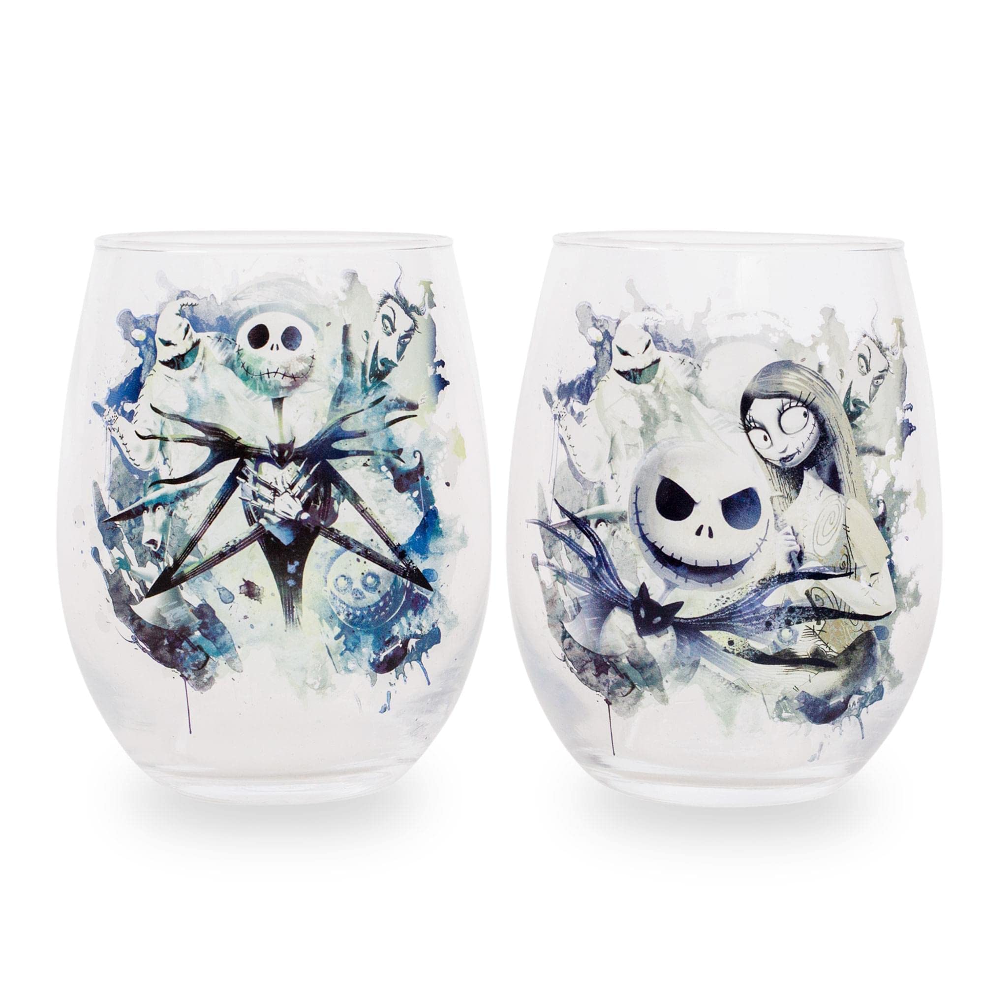 The Nightmare Before Christmas Disney Ink Blot Stemless Wine Glasses | Set of 2