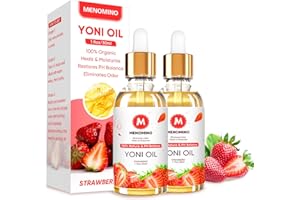MENOMINO 2 Pack Yoni Oil for Women - Organic Strawberry Feminine Oil, Feminine Deodorant - pH Balance - Eliminates Odor - Vaginal Moisturizer, 100% Natural Yoni Essential Oil, 1 fl oz/pc
