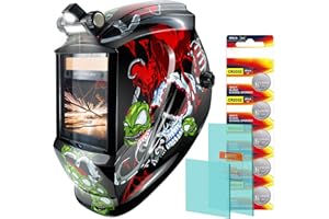 TRQWH Welding Helmet Auto Darkening Large Viewing True Color Solar Powered Welding Mask with 4 Arc Sensor Adjustable Wide Shade Range 4~5-8/9-13 Welder Mask with Grinding