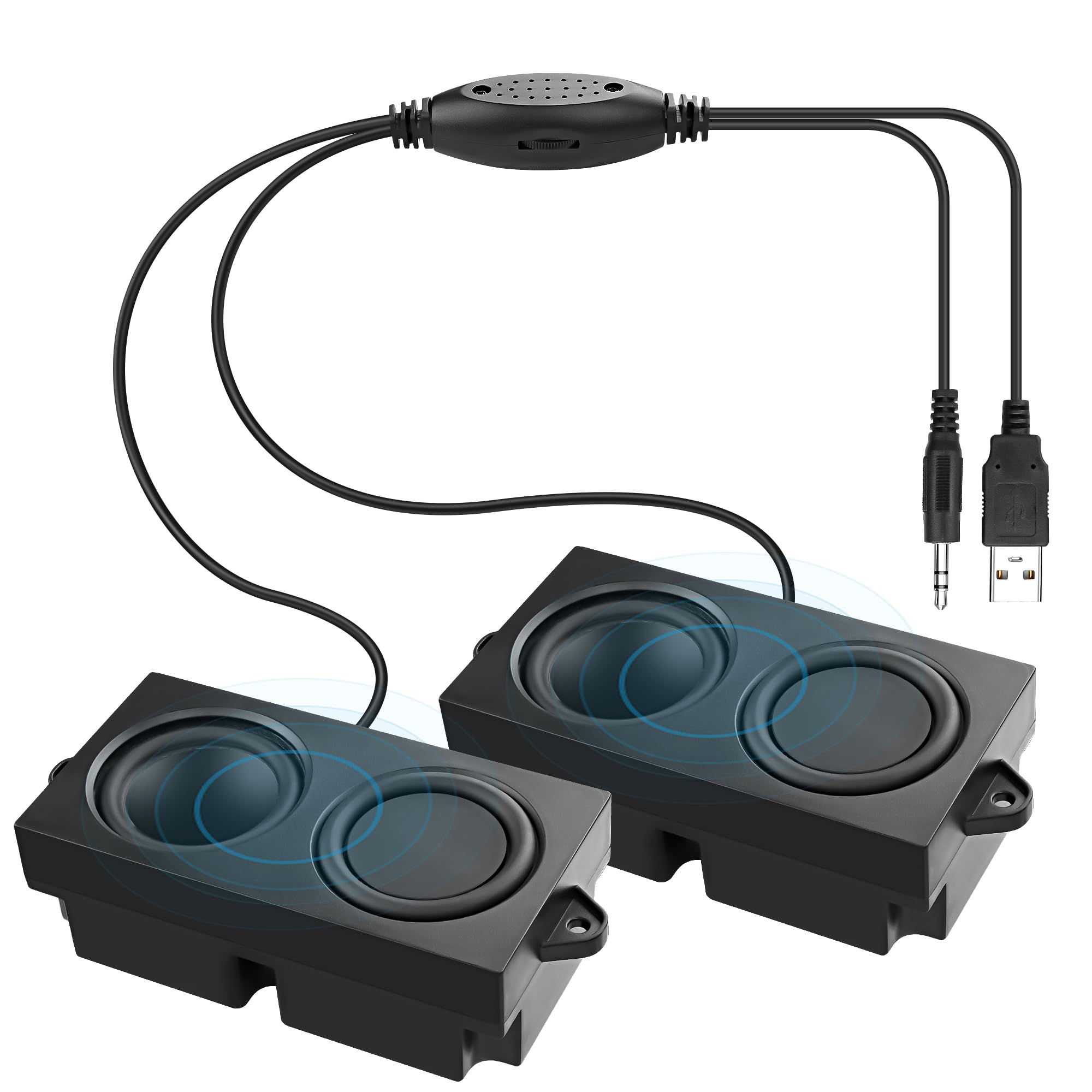 Photo 1 of MEIRIYFA Computer Speakers for Desktop PC Laptop, Mini PC Computer Speaker USB Powered 3.5mm AUX Jack Input with Volume Control, HiFi Stereo PC Loudspeaker for Desktop Tablet (Black, 1.2M)