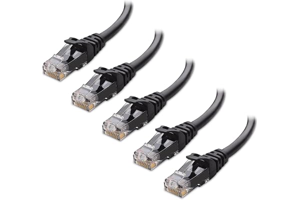 Cable Matters 5-Pack Snagless Cat6 Ethernet Cable 3ft (Cat6 Cable/Cat 6 Cable) in Black 3 Feet - Available 1FT - 10FT in Leng