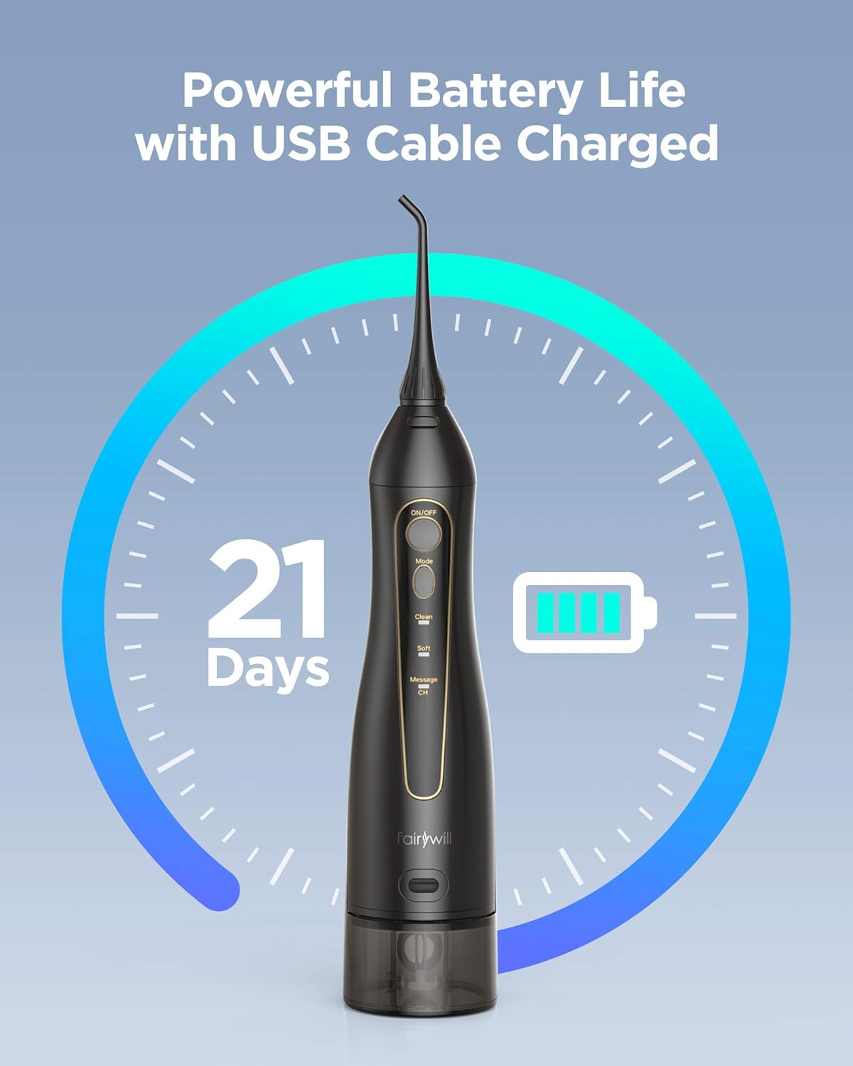 Water Flosser Professional Cordless Dental Oral Irrigator, 300ML Portable Water Tank and Rechargeable(No adapter)IPX7 Waterproof, 3 Modes and 8 Jet Tips, Water Flosser for Braces & Bridges Care, Home: Beauty