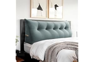 BNCKTRD Headboard Wedge Pillow Large Bolster Triangle Reading Pillow Queen Size Bed Rest Back Support Pillow for Sitting up in Bed Daybed Couch Backrest Cushion Velvet Gray