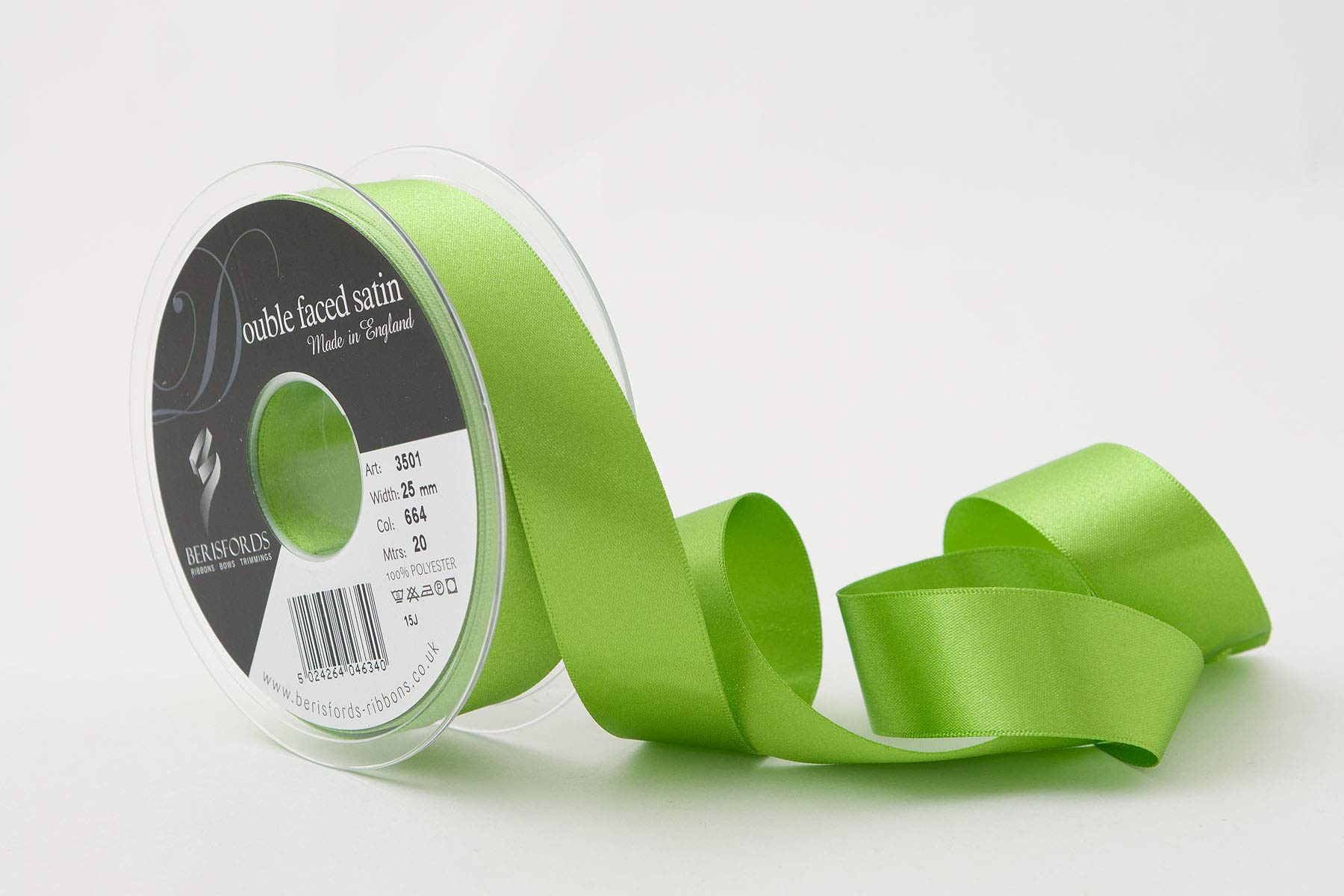Berisfords Double FACE Poly Satin Ribbon, Meadow, 25 mm — image 1