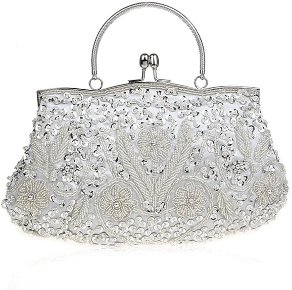 white sequin clutch