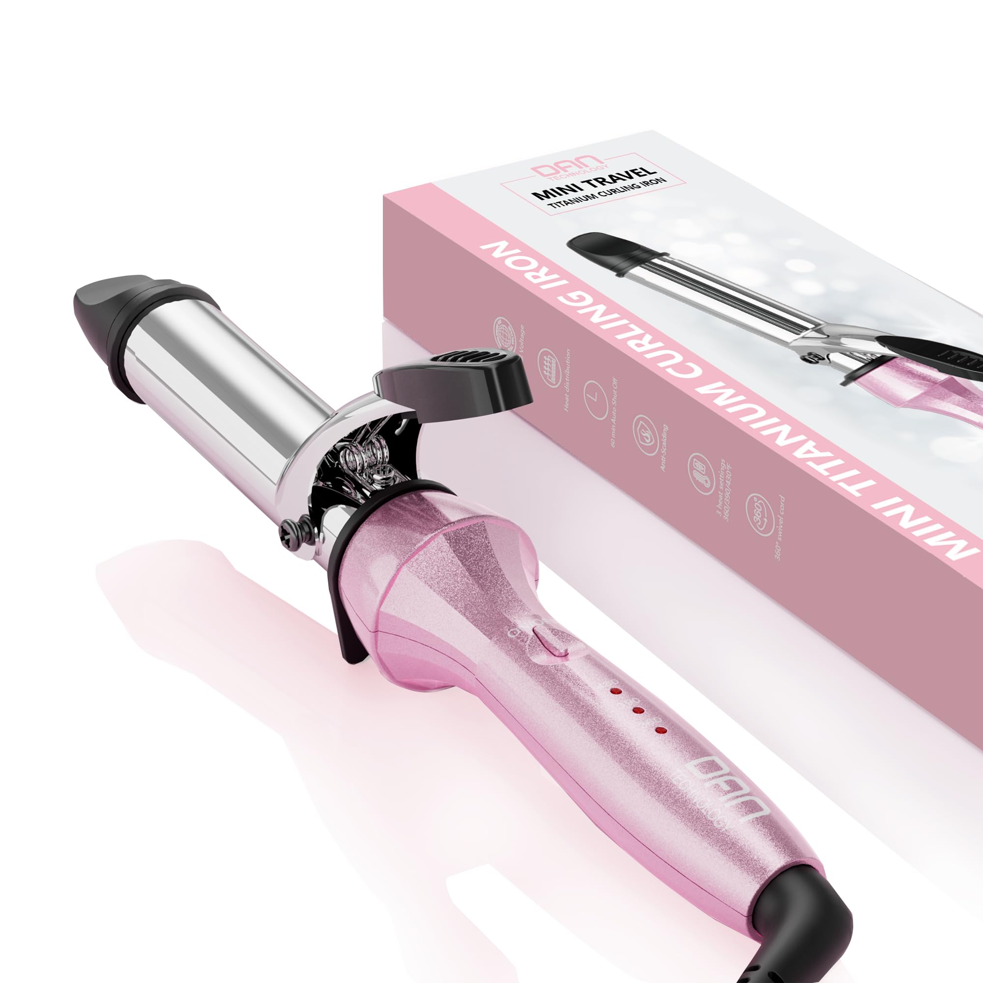 Photo 1 of DAN Technology 1 inch Curling Iron,Dual Voltage Curling Iron,Travel HairCurling,Hair Curler for All Hair Types Pink