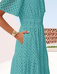 ZESICA Women's 2025 Summer Short Sleeve Maxi Dress