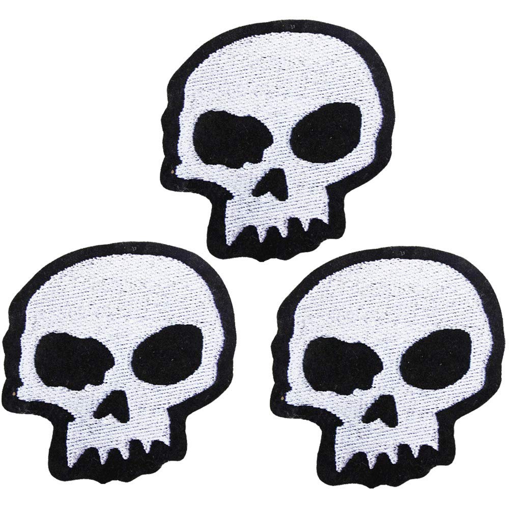 Photo 1 of ?U-Sky Sew or Iron on Embroidered Patches | Gothic Black White Skull | Bikers Rockers Gamers | Jeans Jackets Vest Hoodie Bags Guitar Straps | Washproof Stitching | 2.9"x2.9" 3PCs Pack?