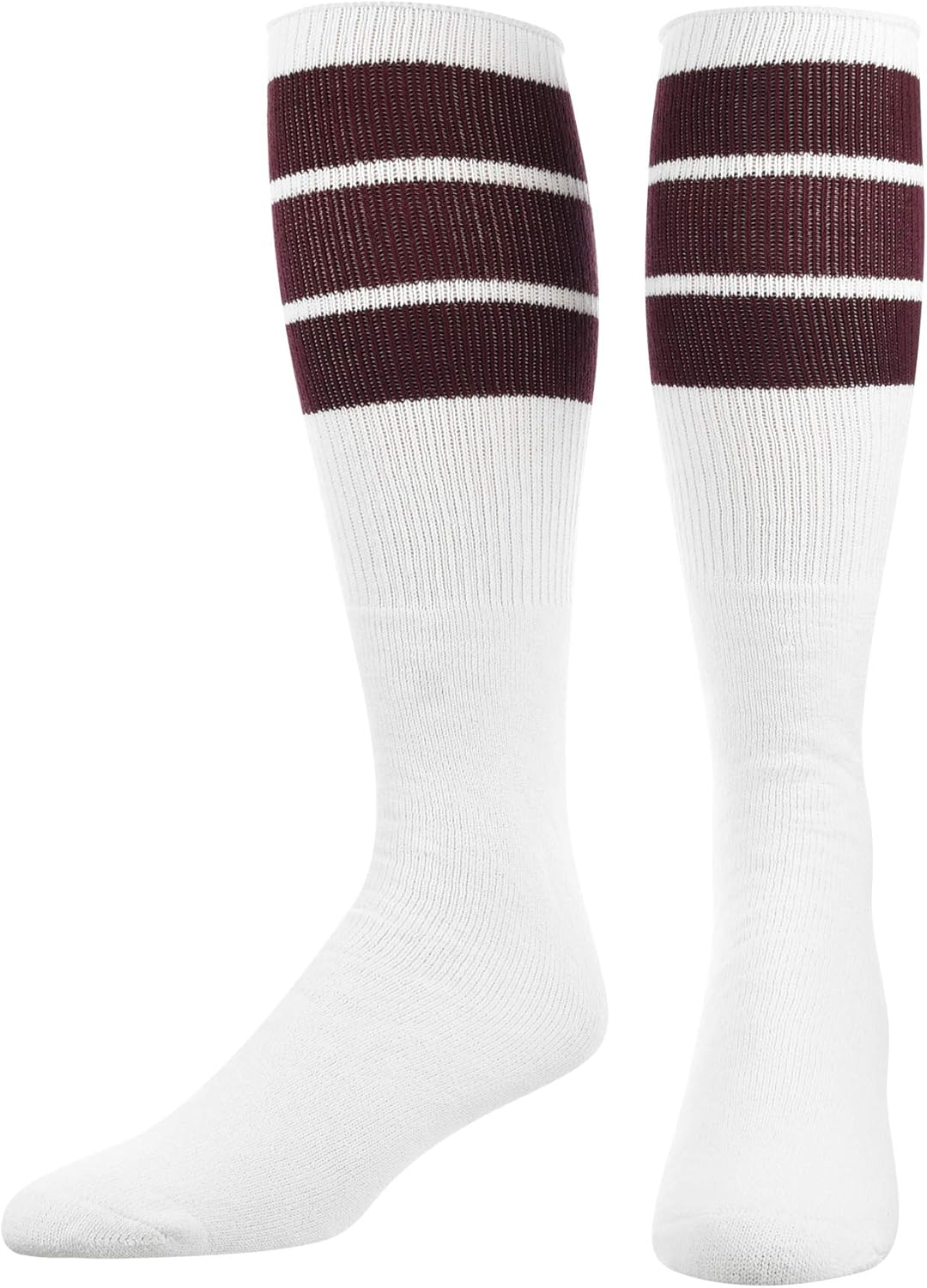 TCK Retro 3 Stripe Tube Socks (Maroon, Medium) Amazon.co.uk Clothing