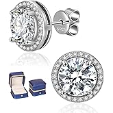Moissanite Earrings for Women Men, 1ct-4ct DEF Color Moissanite Stud Earrings,925 Sterling Silver earrings, Safety Friction Back