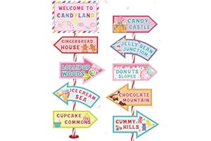 Huray Rayho 20 PCS Candyland Party Decorations - Candy Land Party Signs - Welcome Candyland Birthday Party Photo Prop - Sweet Candy Theme Party Supplies