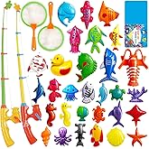CozyBomB Magnetic Fishing Pool Toys Game for Kids - Water Table Bath-tub Kiddie Party Toy with Pole Rod Net Plastic Floating