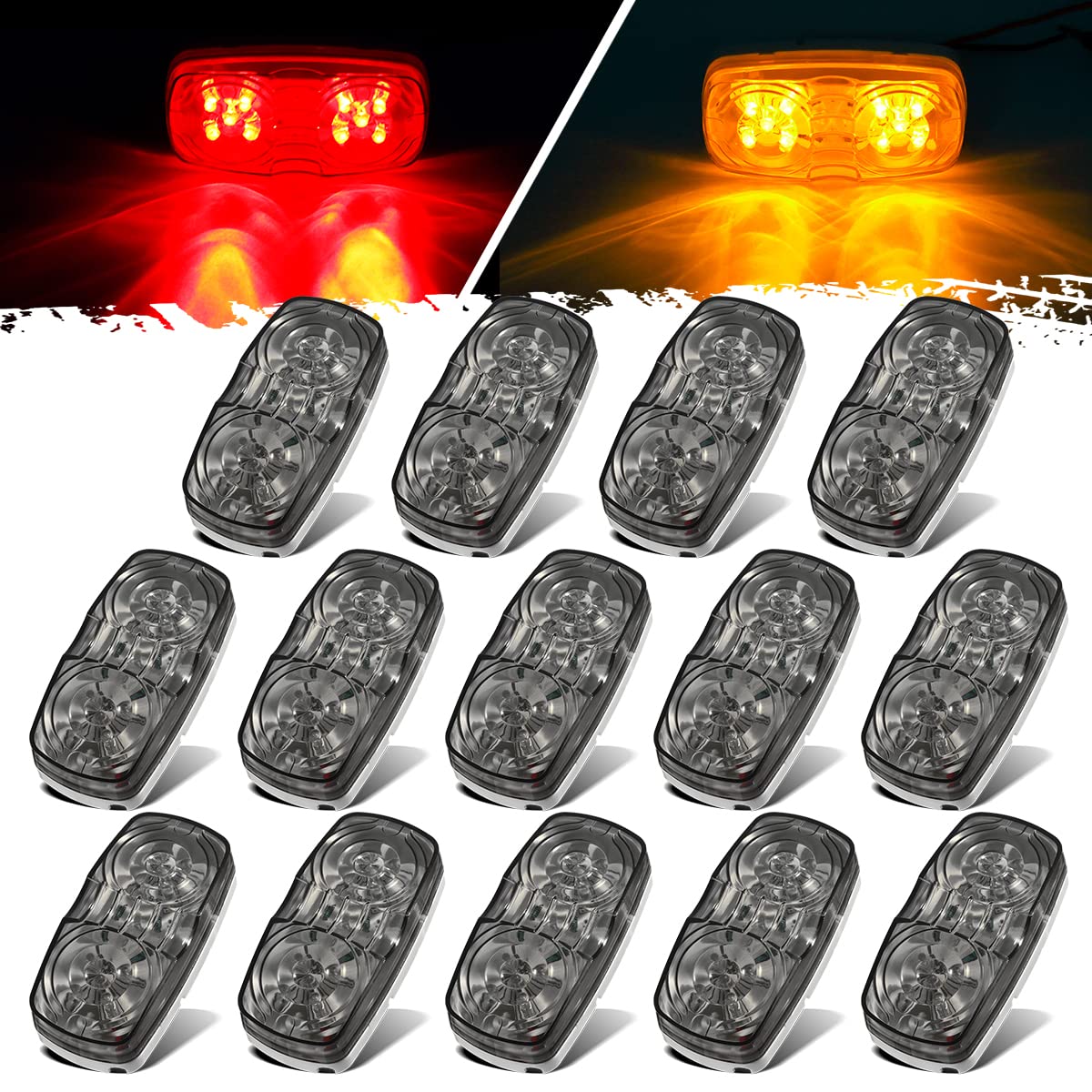 Partsam 14x Red/Amber Double Bullseye led Light