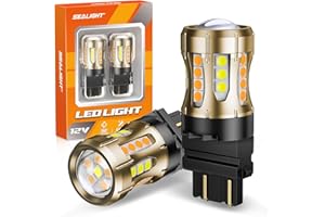 SEALIGHT 3157 Switchback LED, 2025 Latest 3157 LED Bulb Dual Color Amber Yellow/White 3156 3457 4157 T25 Lamps with HD Len & Extra Resistor for Turn Signal/DRL/Parking Lights, 34-SMD Chipset, 2PCs