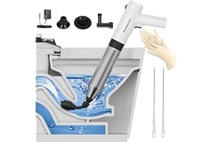 Electric Toilet Plunger - Puniarmu One Shot Unclogger for Bathroom and Kitchen Pipes - High Pressure Air Blaster for Heavy Duty Clogs