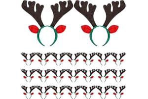 Zubebe Christmas Reindeer Antlers Headband Xmas Deer Horns Antlers Headband with Ears Deer Decor
