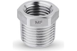 MAACFLOW MAACFLOW Stainless Steel 3/8" Male NPT to 1/4" Female NPT Adapter Reducer Hex Bushing (Thread OD 0.65" - ID 0.44") (Pack of 1)