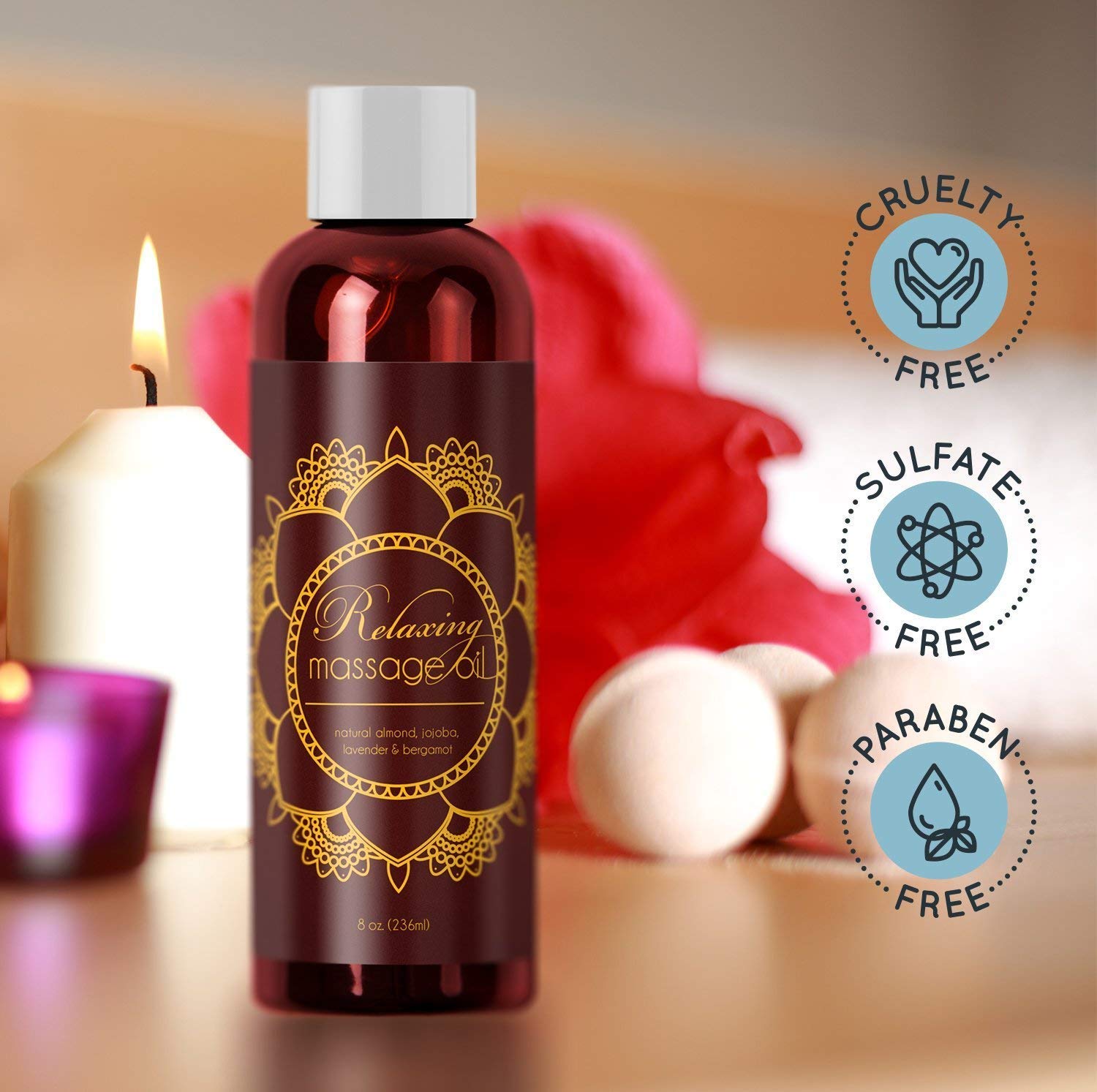 Relaxing Massage Oil - Intense Aromatherapy Oil for Erotic Massages & Sore Muscle Relief Detoxifying Body Care with Almond Lavender Essential Oil Bergamot & Jojoba - For Him & Her by Honeydew : Beauty