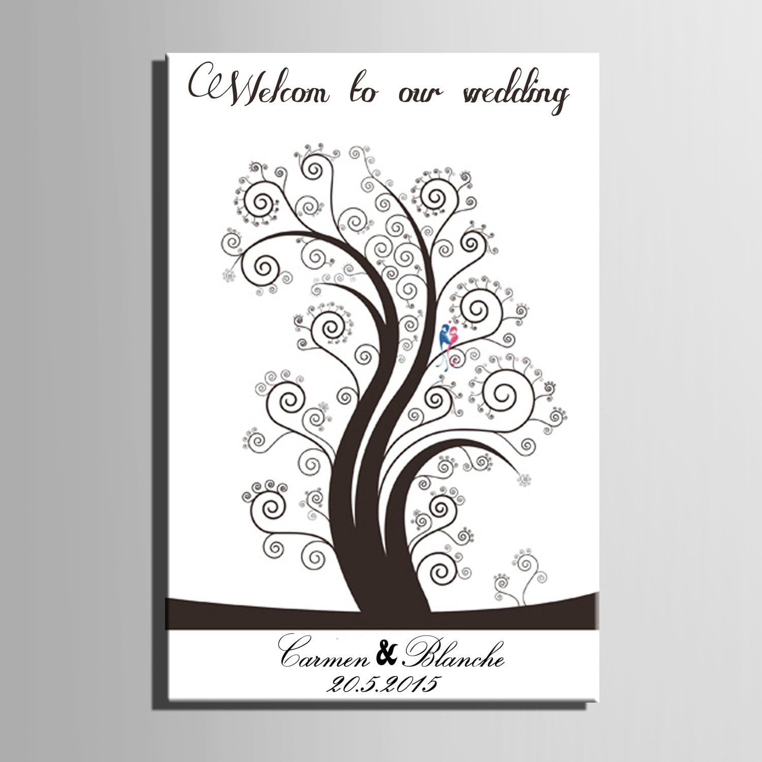 poiu Latest romantic wedding fingerprint check to the tree, ,50*70 canvas pictures