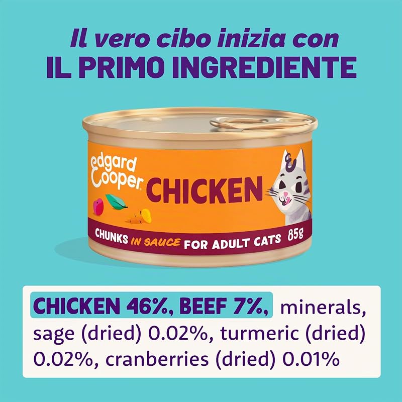 cibo umido per gatti, (Pollo Fresco, 85g x 18), carne in salsa, sterilizzati o attivo, carne fresca e ingredienti naturali, senza cereali, senza zuccheri aggiunti