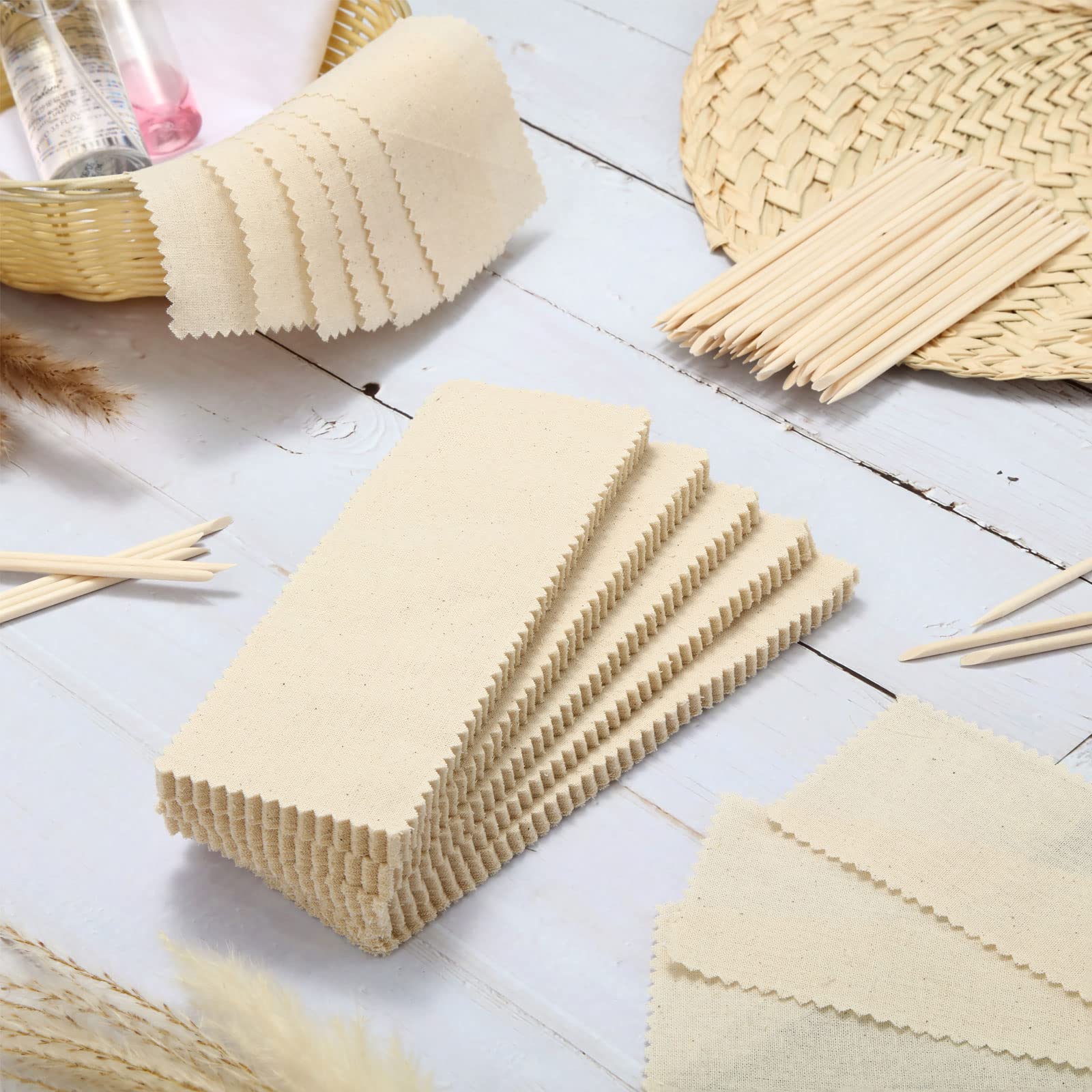 Loopeer 300 Pcs Natural Muslin Epilating Face Wax Strips Hair Removal Eyebrow Precut Body Facial Cotton Wax Cloth Strip for Women Men(4 x 1.5 Inch)