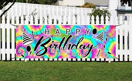 Amazon Com Tie Dye Birthday Decoration Supplies Colorful Birthday Banner Decoration Tie Dye Birthday Banner Backdrop 62x21inch Colorful Paint Splatter Yard Sign Banner For Birthday Party Outdoor And Indoor Decor Health Personal Care