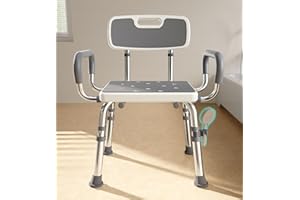 Bluelog FSA & HSA Eligible Shower Chair for Inside Shower with Arms and Back, 500lbs Capacity Height Adjustable Shower Seat with Thickened Frame for Seniors, Elderly and Disabled
