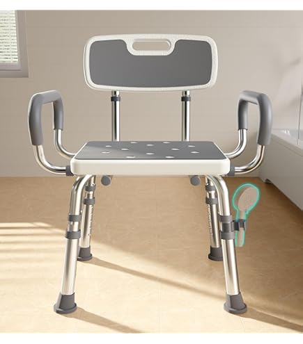 HOMCOM Adjustable Shower Stool With Foot Pads For Elderly Disabled Purple - View #11