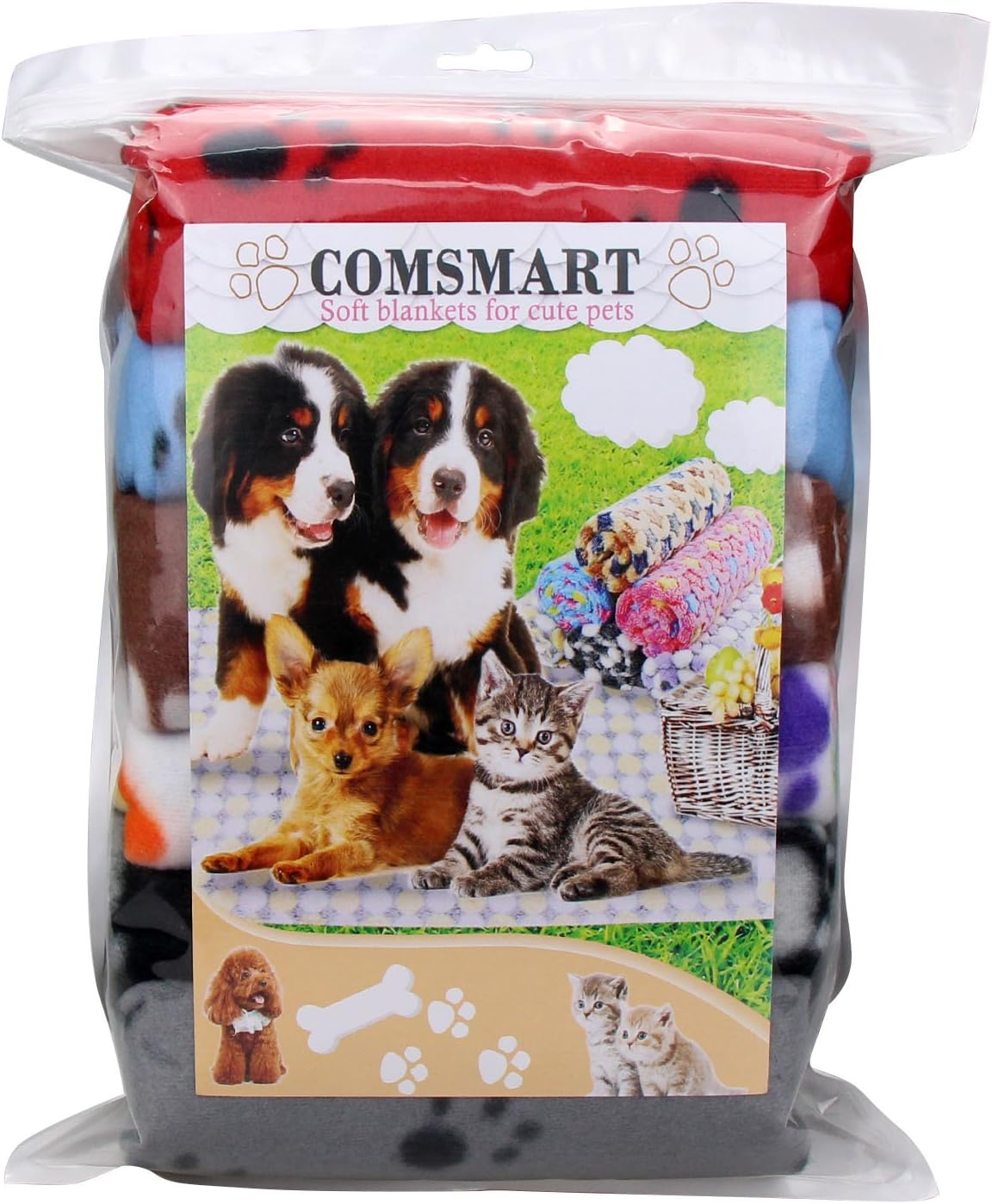Comsmart Warm Paw Print Blanket/Bed Cover for Dogs and Cats, 6 Pack of 24x28 Inches : Pet Supplies