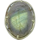 xinpeng Natural Stone Adjustable Finger Rings Semi Precious Oval Shaped Gemstone Jewelry For Women Anniversary Birthday Wedding Gift