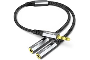 QianLink Headphone Splitter, 3.5mm Male to 2 Female Ports, 1ft/0.30m Extension Cable for PS4, PS5, Xbox, Switch, PC Gaming Headsets, Phone, Tablet & More