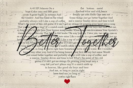 Luke Combs Beautiful Crazy Heart Lyrics Satin Poster No