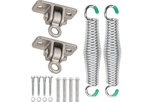 Butizone Porch Swing Hanging Kit, 304 Stainless Steel Swing Hangers and Galvanized Springs for Ceiling Mount Porch Swings and Hammock Chairs, 700 Lbs. Capacity, Set of 2