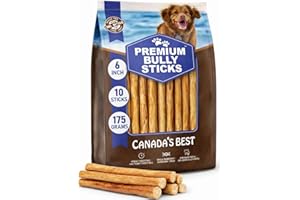 Bully Sticks for Dogs – 6 Inches, 10 Sticks – Natural Beef Pizzle Dog Treats for Small to Medium Dogs – Long Lasting, Odor-Fr