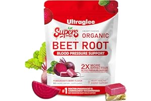 ULTRAGLEE Beet Chews,Super-Beetsroot Heart, Nitric Oxide Support Soft Beets Heart Chews,Grape Seed Extract &Beet Root Powder Energy Supplement,60 (Pomegranate Berry Flavor)
